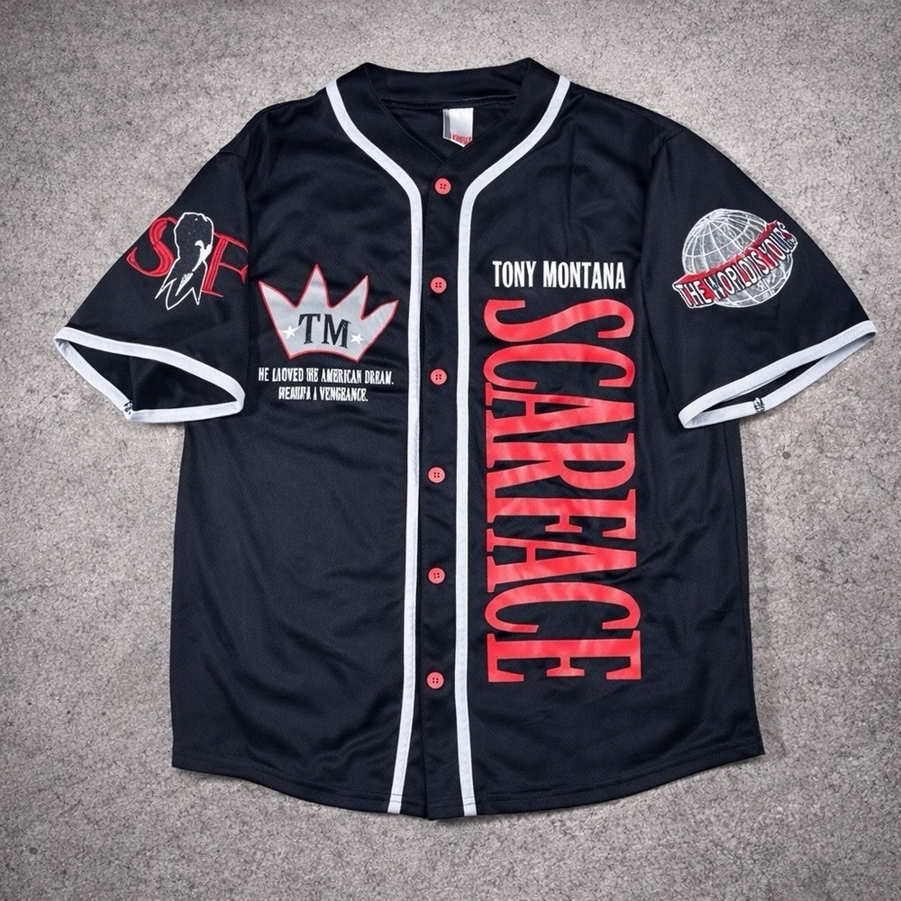 Vtg Scarface Button Up Baseball Jersey Tony Montana Size M Tony Montana